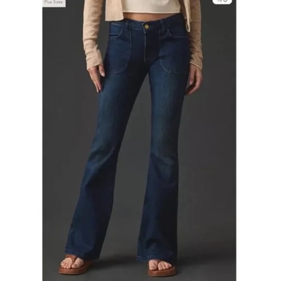 NWT Anthropologie Pilcro The Icon Low Rise Flare Dark Blue Size 25 - Picture 6 of 7